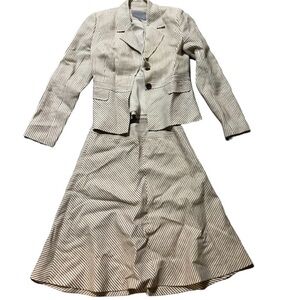 Nordstroms Striped Beige & White Blazer & Skirt Set xs